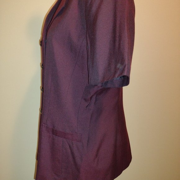 Le Suit, 2pc Pant Suit, Dark Burgundy, Short Sleeves, Size-10 (Dry Cleaned) - Picture 3 of 5
